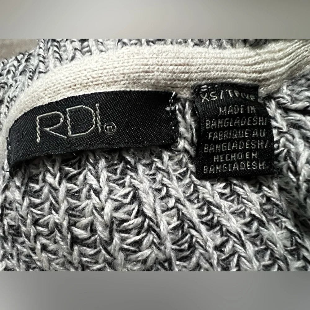 RDI‎ Long Open Cardigan Sweater Gray Knit Elbow Patch Cotton Blend women’s XS